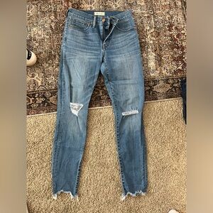 Madewell high rise skinny jean distressed